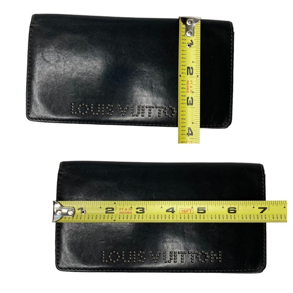 RARE Authentic Louis Vuitton Black Slim Leather Perforated Studded Long Wallet - Picture 16 of 16